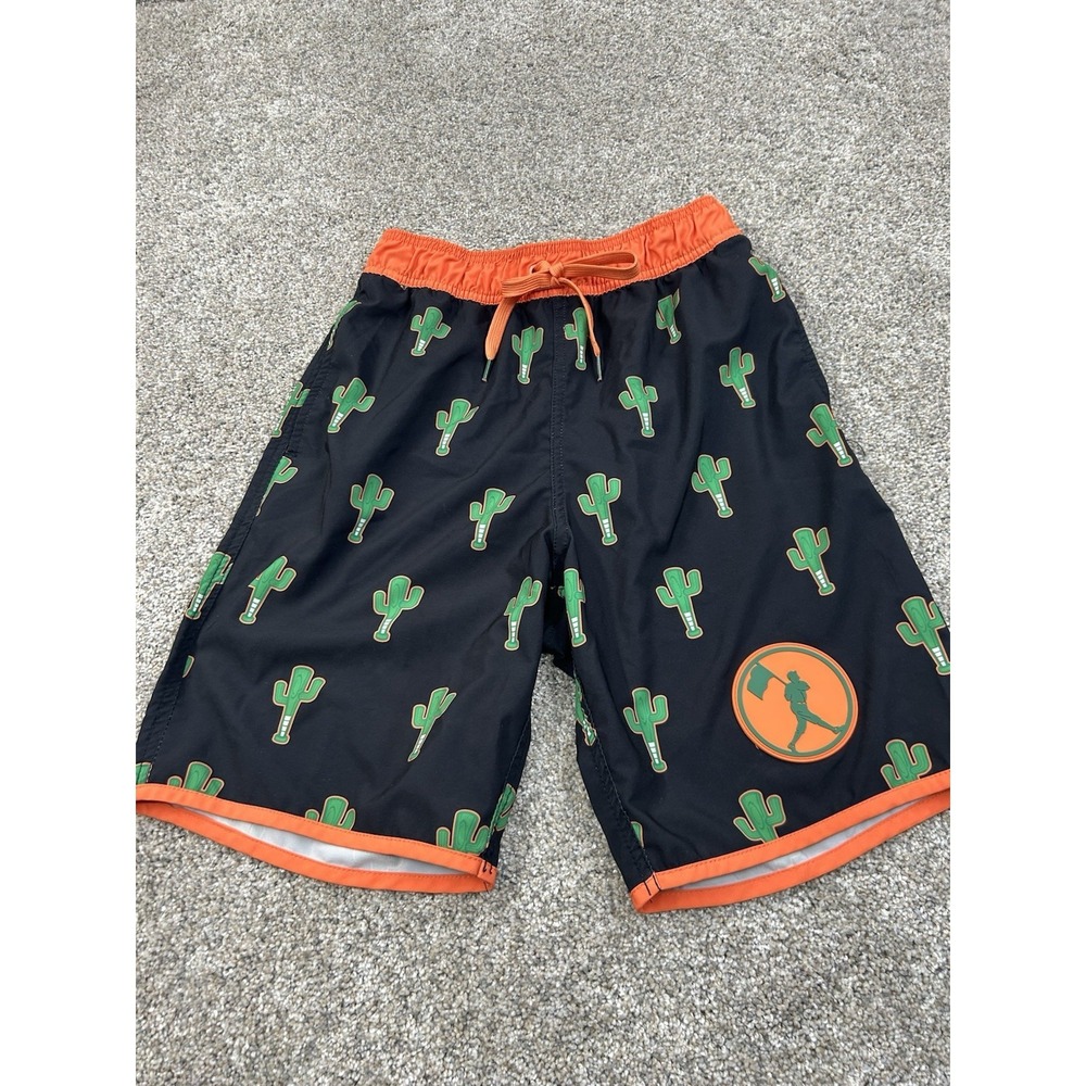 Baseballism Cactus Club Spring Training Swim Trunks Size Medium‎ Black Orange